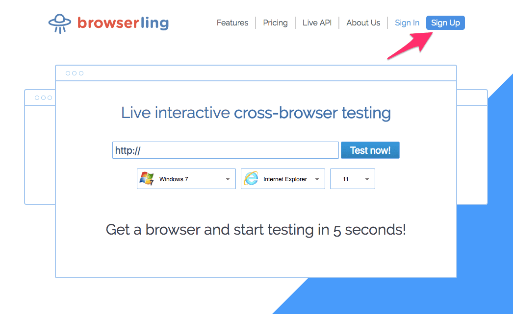 Sign-up to browserling