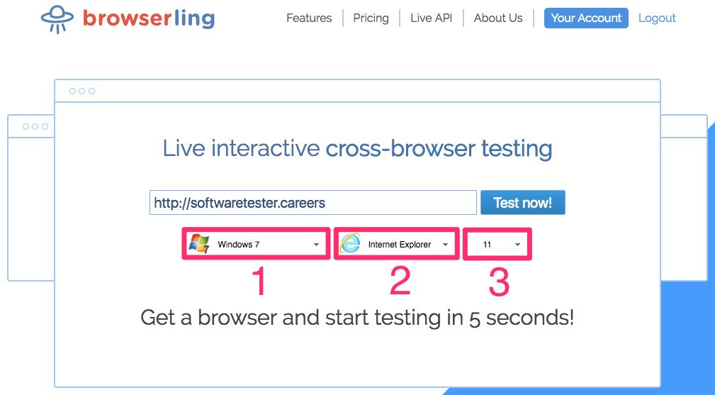 Select Browserling browser